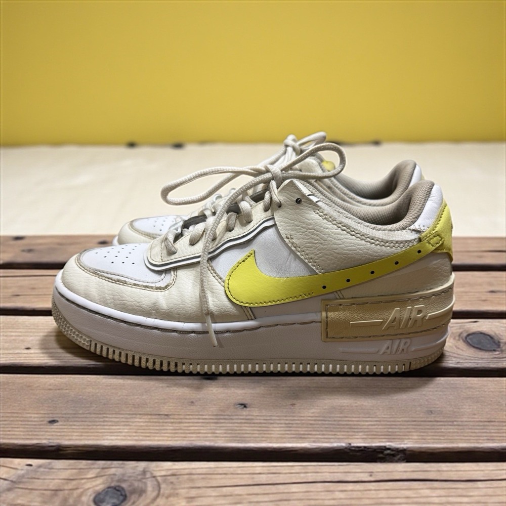 Nike Air Force 1 AF1 Shadow Pale Ivory Yellow‎ Womens Sneakers Shoes Size 8